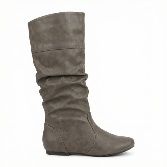 R&B | Flache Stiefel mit Falten Bis Zum Knie