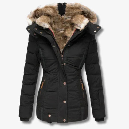 R&B | Winterjacke mit Kapuze und Reißverschluss für Frauen ideal für kalte Tage