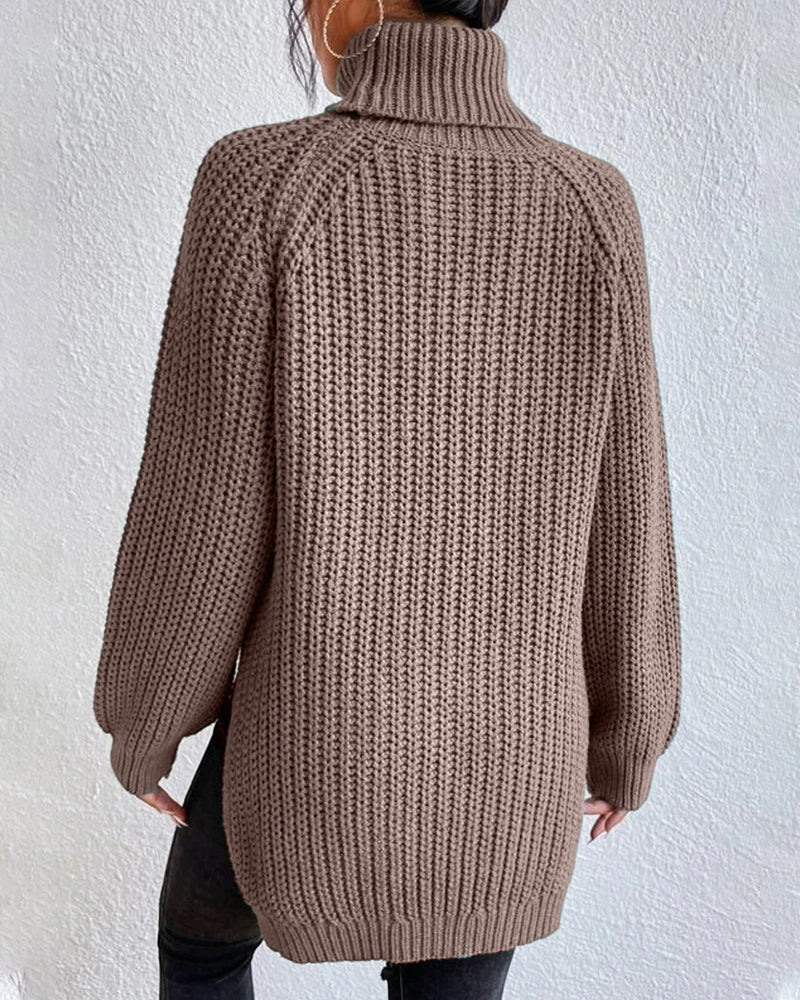 R&B | Pullover - Damen Herbst Strick Rollkragen mit lockerer Passform