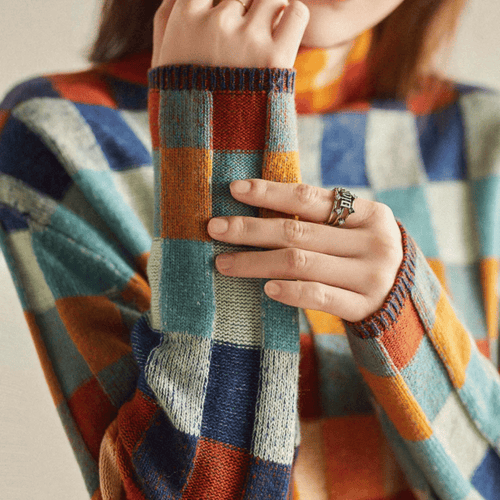 R&B | Sweater - Cashmere Patchwork-Turtleneck-Strick