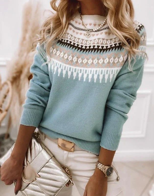 R&B | Strickpullover Fair Isle Muster Rundhalsausschnitt Weich und Warm