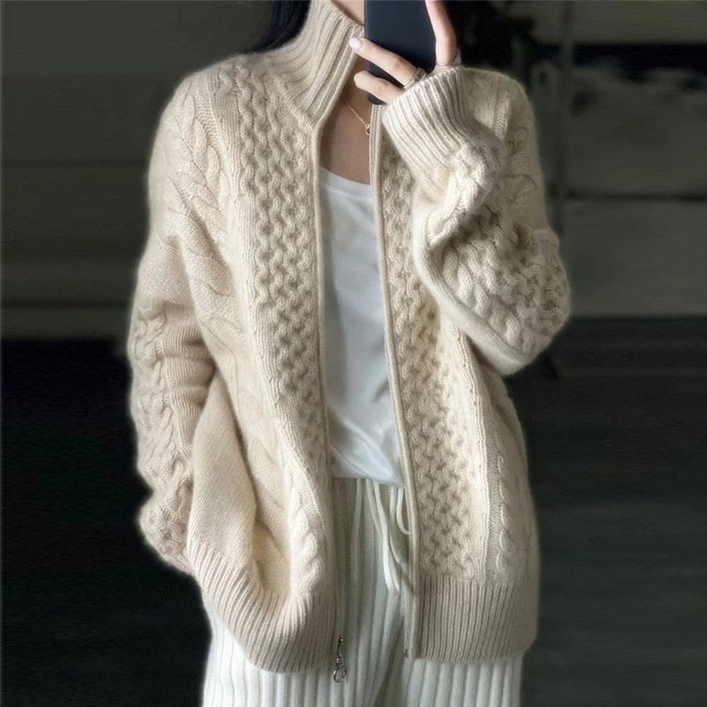R&B | Strickjacke mit hohem Halsausschnitt