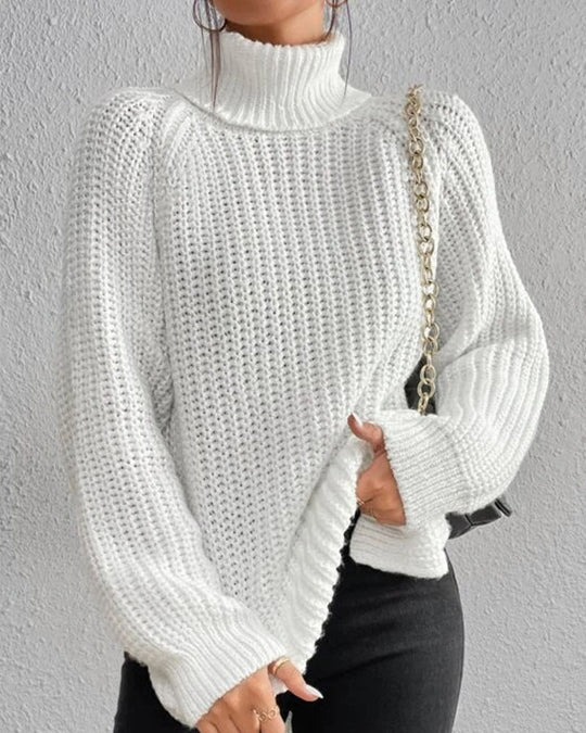 R&B | Pullover - Damen Herbst Strick Rollkragen mit lockerer Passform