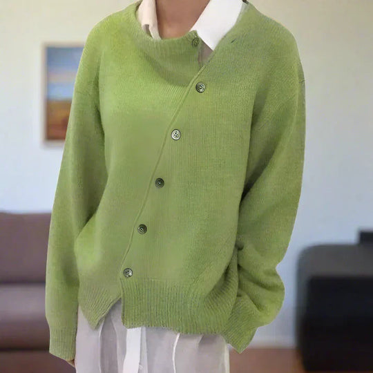 R&B | Weiche Strickjacke mit Diagonaler Knopfleiste