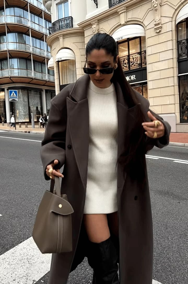 R&B | Übergröße Eleganter Damen Wollmantel mit Knöpfen