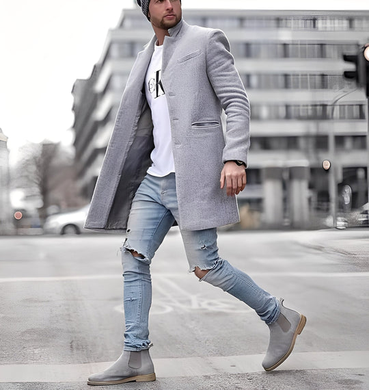 R&B | Lässiger langer Wollmantel für Herren
