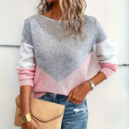 R&B | Sweater - Colorblock Strickpullover mit Netzdetails