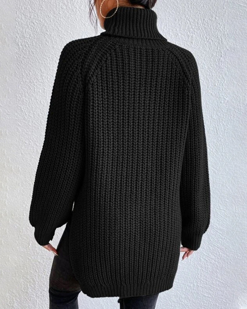 R&B | Pullover - Damen Herbst Strick Rollkragen mit lockerer Passform