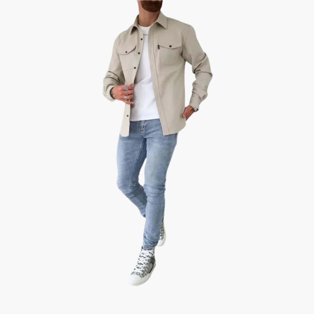 R&B | Overshirt Jacke - Modernes Knopfdurchgang Hemdjacke für Freizeit und Business