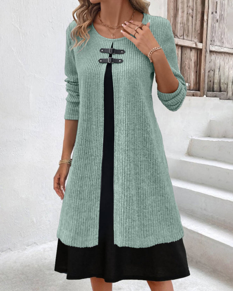 R&B | Rippenkleid mit Langen Ärmeln