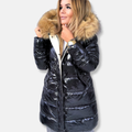 R&B | Nylon Parka Jacke | Fellbesatz Gesteppte Jacke