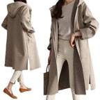 R&B | Lange Jacke mit Kapuze und Offenem Design