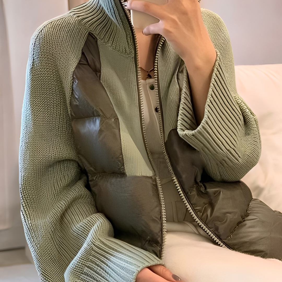 R&B | Freizeit Strick Parka Jacke mit Reißverschluss für Frauen