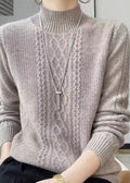 R&B | Gemütlicher Hoher Kragen Zopfmuster Pullover Ideal für den Winter