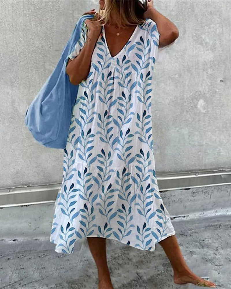 R&B | Midikleid mit Blattdruck