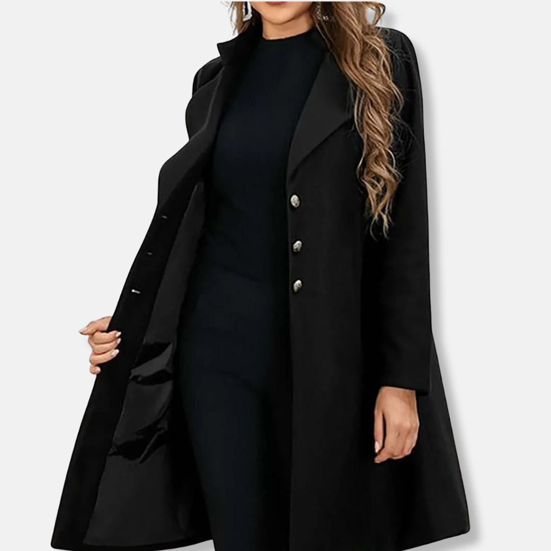 R&B | Mantel - Wolle - Slim Fit - Mittellang - Doppelreihiger Verschluss - Eingekerbter Revers