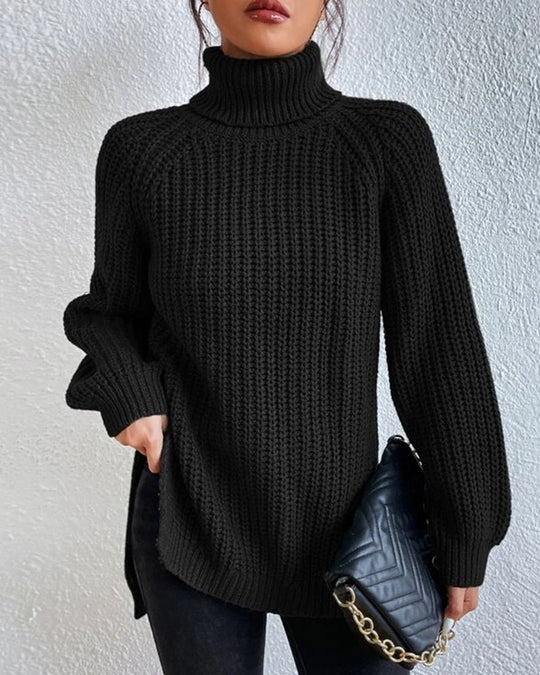 R&B | Pullover - Damen Herbst Strick Rollkragen mit lockerer Passform