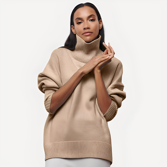 R&B | Damenpullover mit lässigem Schnitt und hohem Kragen