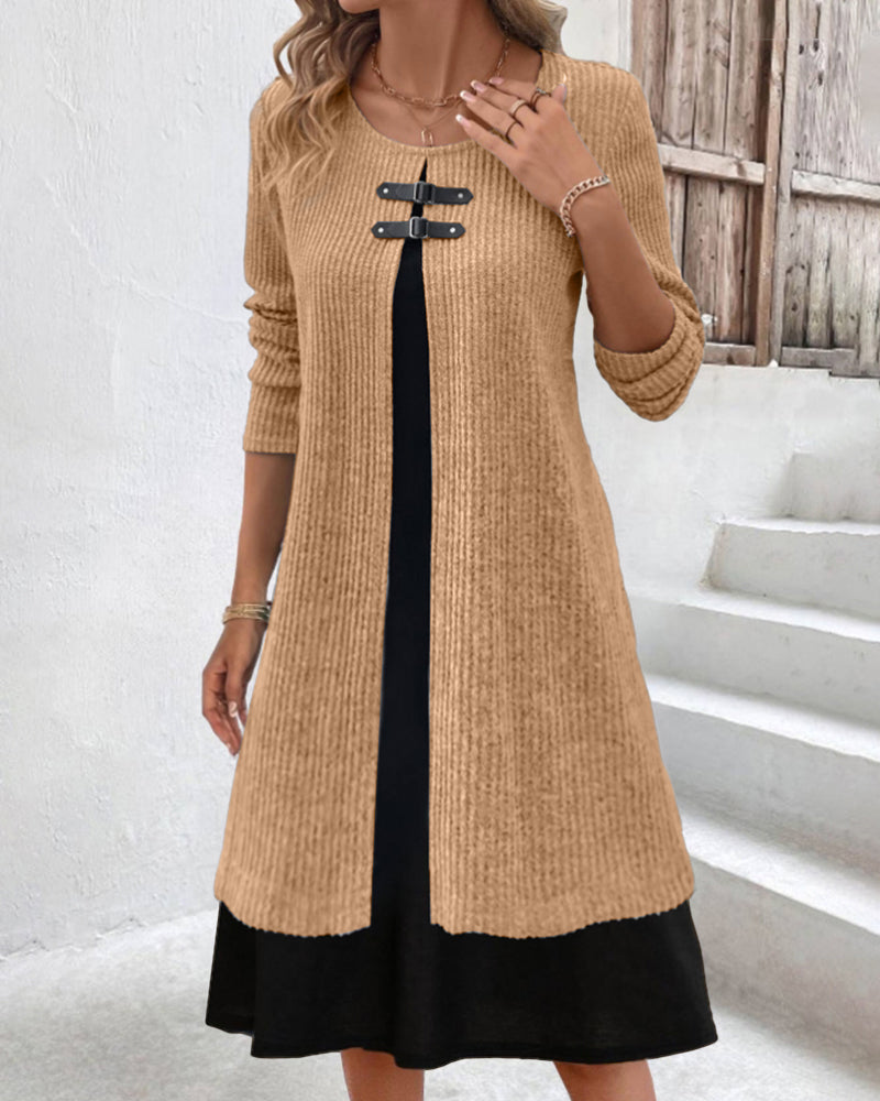 R&B | Rippenkleid mit Langen Ärmeln