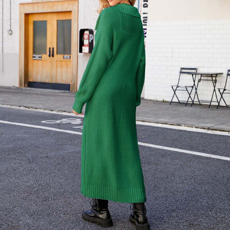 R&B | Einfarbige Lange Strickjacke