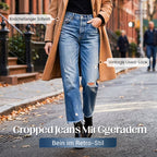Damen Retro Jeans mit geradem Bein und kurzem Schnitt für Damen