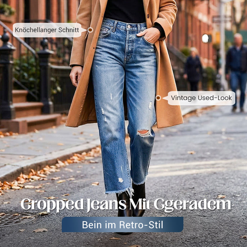 Damen Retro Jeans mit geradem Bein und kurzem Schnitt für Damen