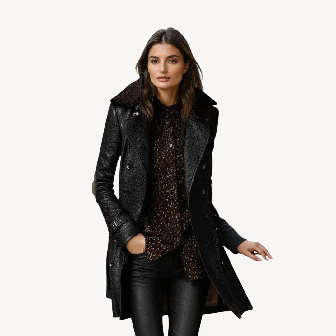 R&B | Damen Leder-Trenchcoat