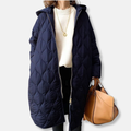 R&B | Jacke Gequiltetes Langmodell Oversized Fit Kapuze und Reißverschluss