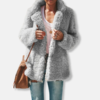 R&B | Fleece Teddy Mantel | Oversized Reverskragenmantel
