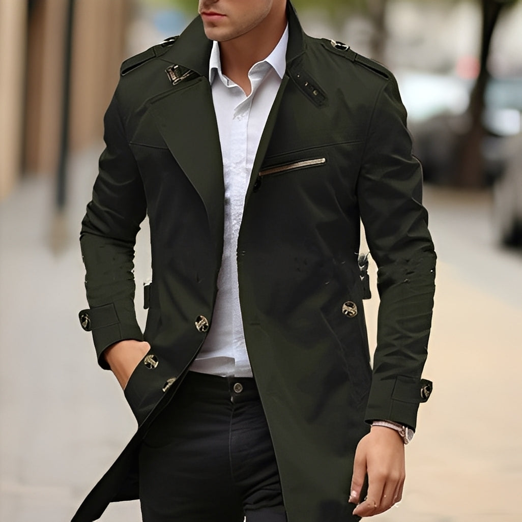 R&B | Eleganter Trenchcoat mit umgekehrtem Kragen für Männer