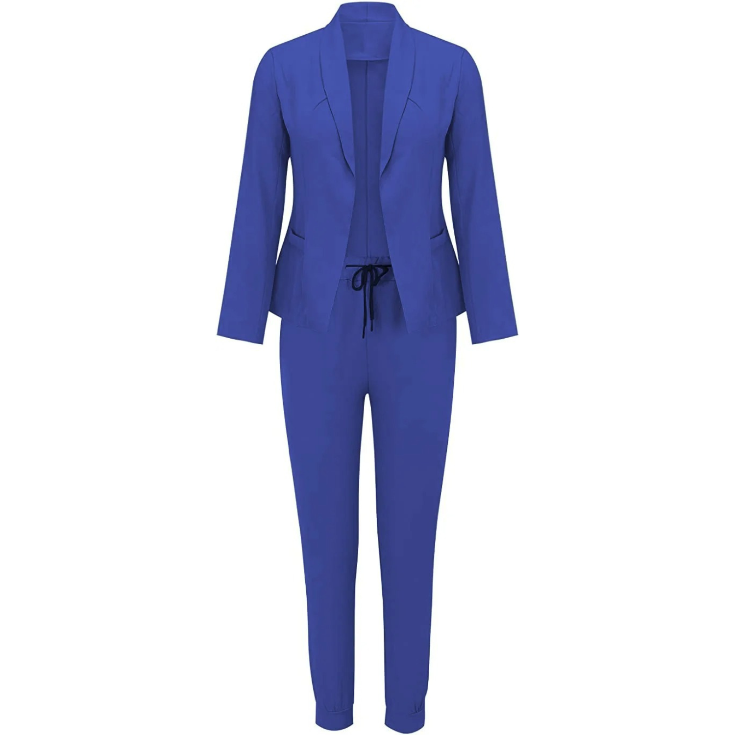 Slim-Fit Blazer und Hose Set in einfarbiger Farbe
