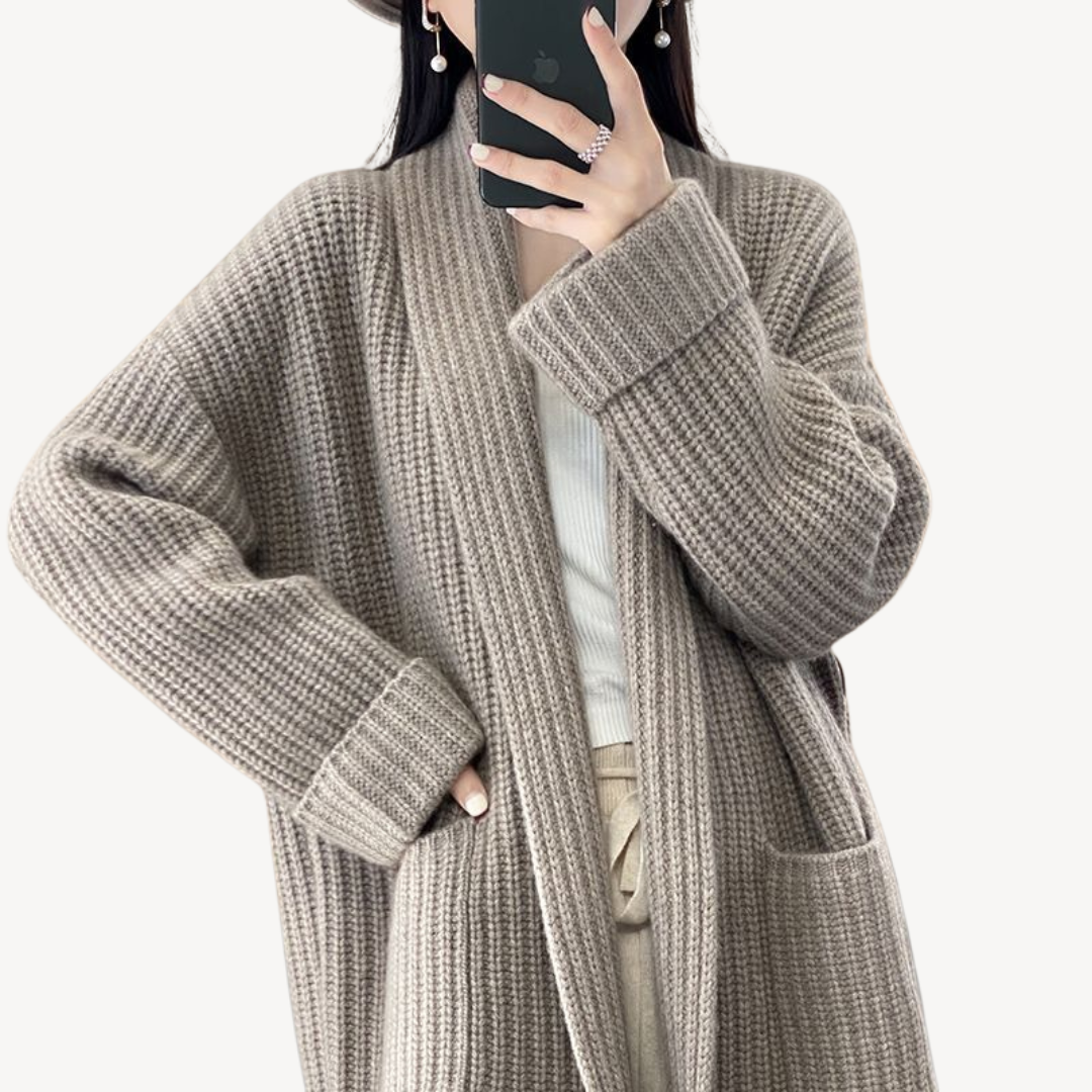 R&B | Damen Lange Strickcardigan Pullover