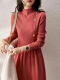 R&B | Kleid - Elegantes Rollkragen Strickkleid
