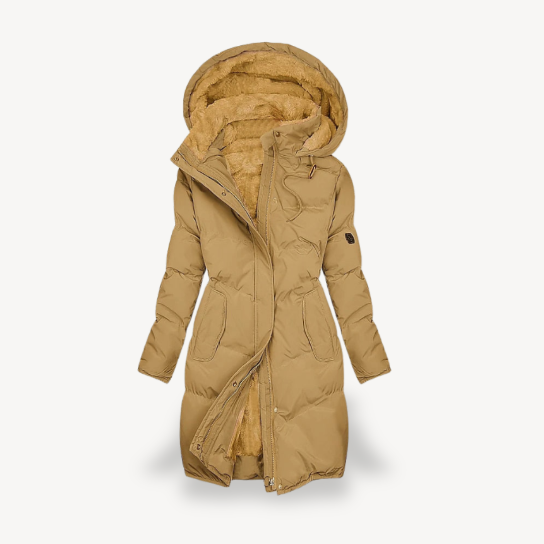 R&B | Damen Pufferjacke mit Kunstfell Gefüttert, mit Kapuze