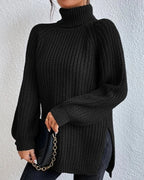 R&B | Pullover - Damen Herbst Strick Rollkragen mit lockerer Passform