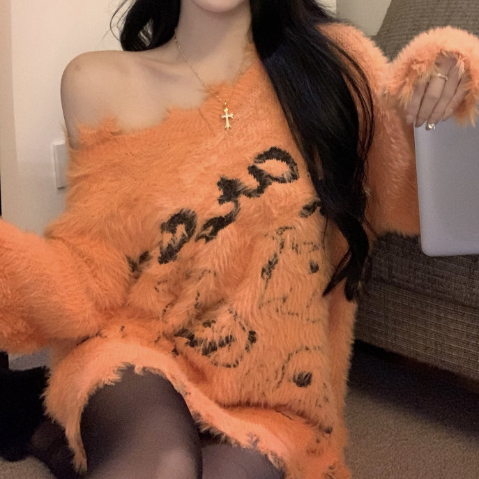 R&B | Ghost Jacquard Lockere Halloween Strickpullover
