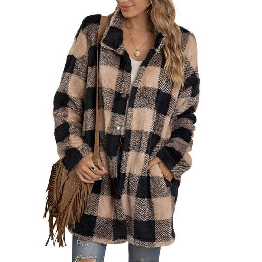 R&B | Stilvolle lange Damen-Karojacke