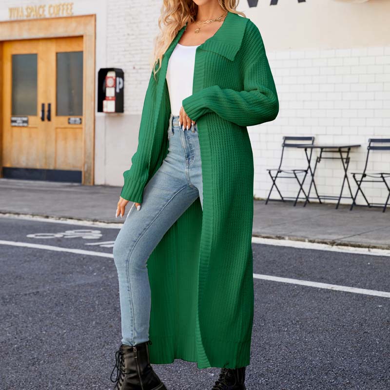 R&B | Einfarbige Lange Strickjacke