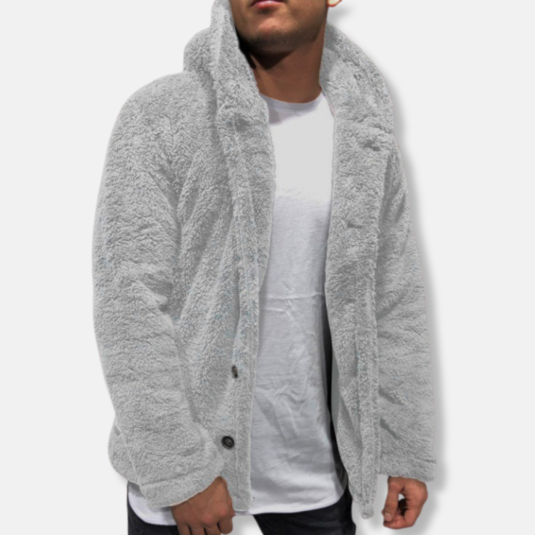 R&B | Kapuze Fleece Lockere Passform Knopfverschluss Lässiger Stil