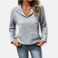 R&B | Baumwolle Gestepptes Sweatshirt Lässiger Schnitt mit Kragenpullover