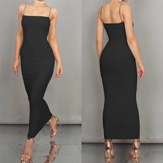R&B | Bodycon Kleid Midi Länge Spaghettiträger Elegant und Figurbetont