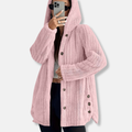 R&B | Mantel Oversize Passform Kapuze Weiche Textur Knopfverschluss Mittellang