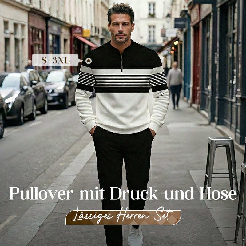 Herren Set Pullover mit grafischem Druck und Hose