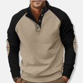 R&B | Baumwolle Stehkragen Pullover Raglan Ärmel Ripp Pullover