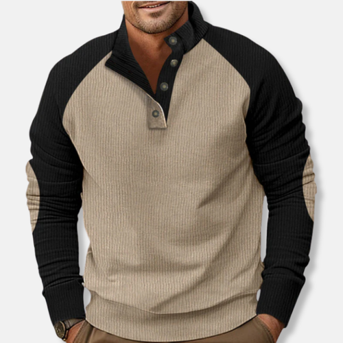 R&B | Baumwolle Stehkragen Pullover Raglan Ärmel Ripp Pullover