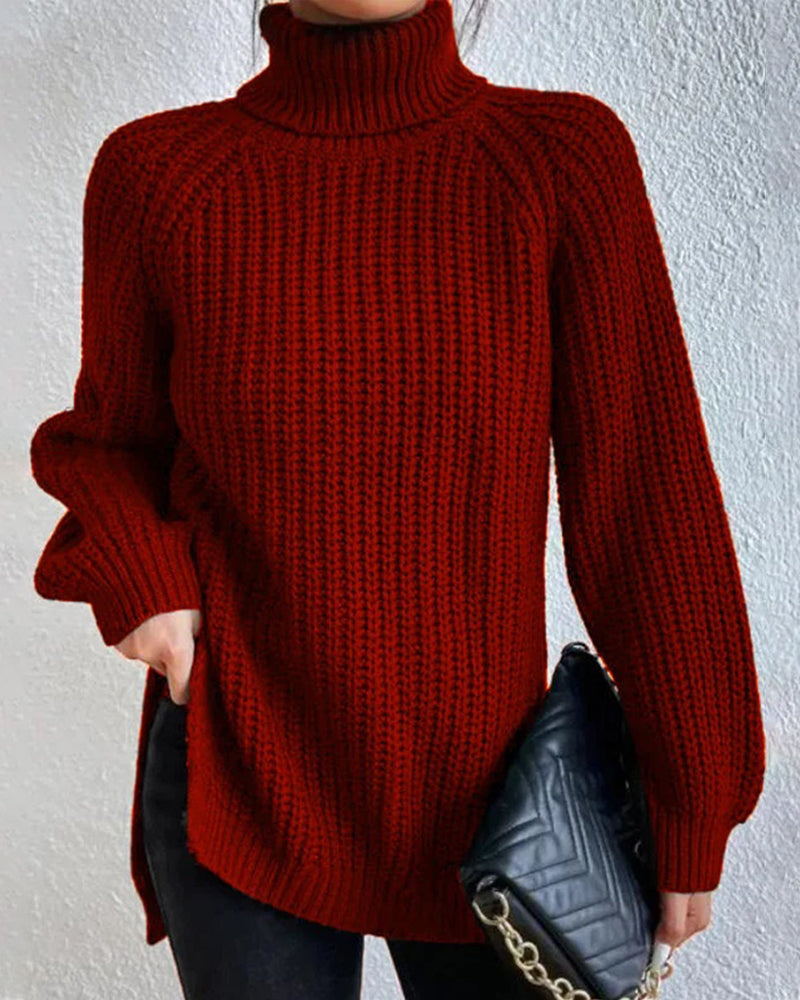R&B | Pullover - Damen Herbst Strick Rollkragen mit lockerer Passform