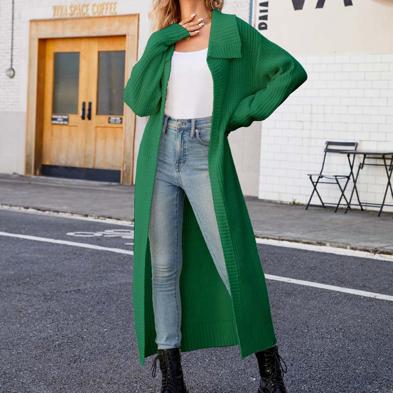 R&B | Einfarbige Lange Strickjacke