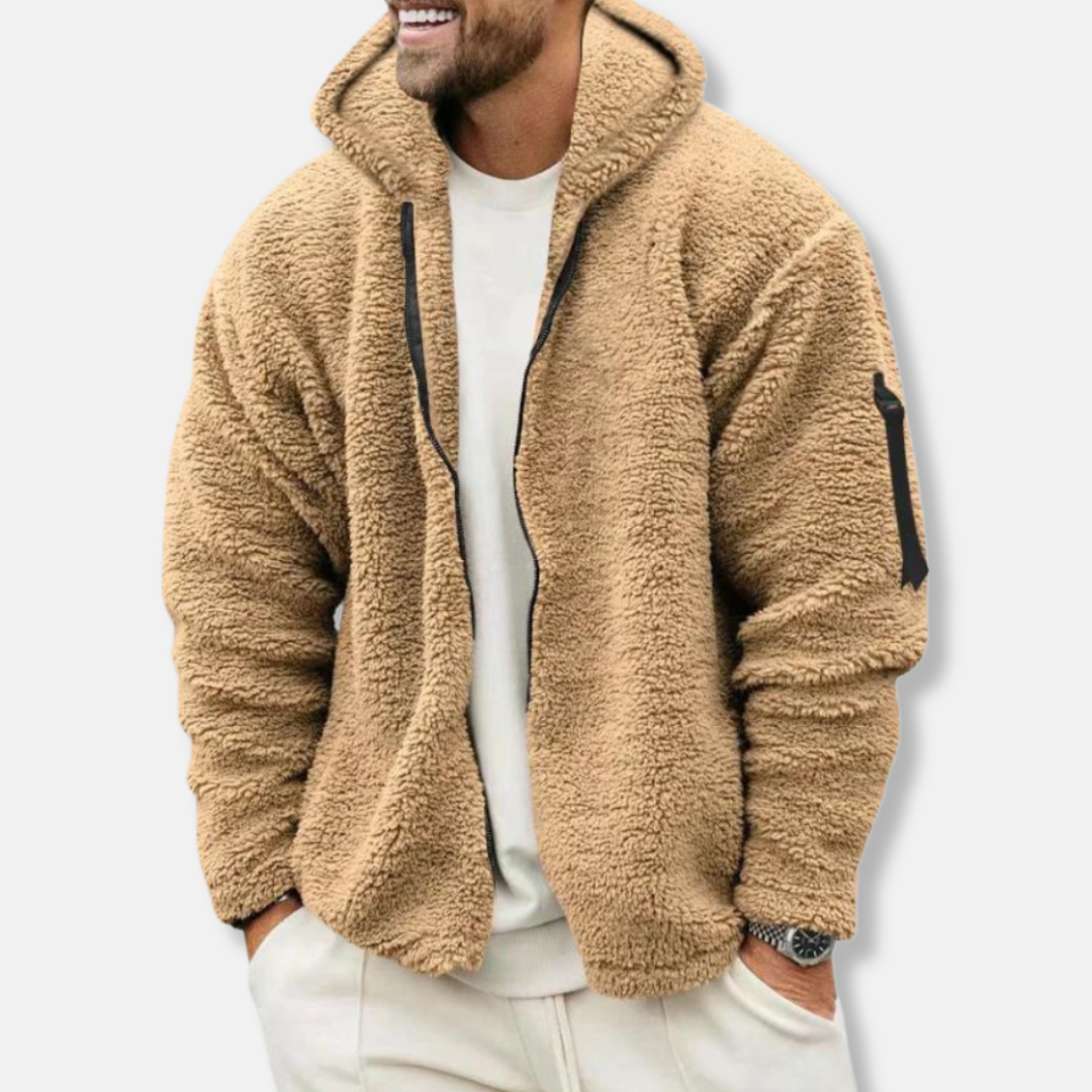 R&B | Kapuzenpullover Sherpa Fleece Lässiger Schnitt Reißverschluss Gerippte Bündchen