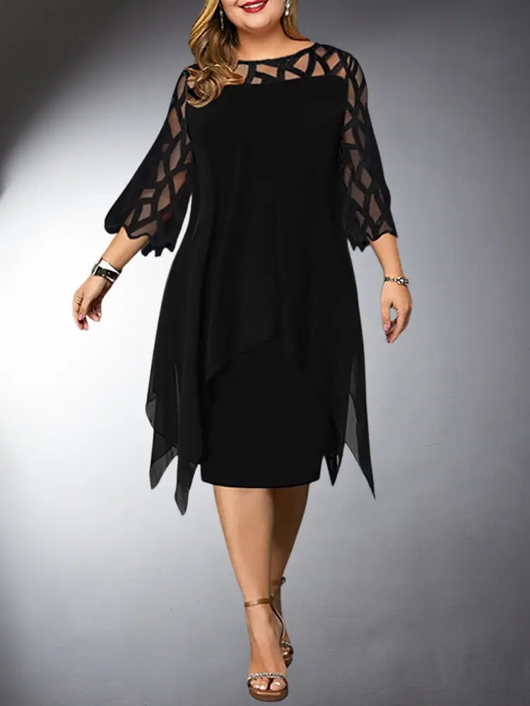 R&B | Elegantes Plus Size Spitzen-Midi-Kleid