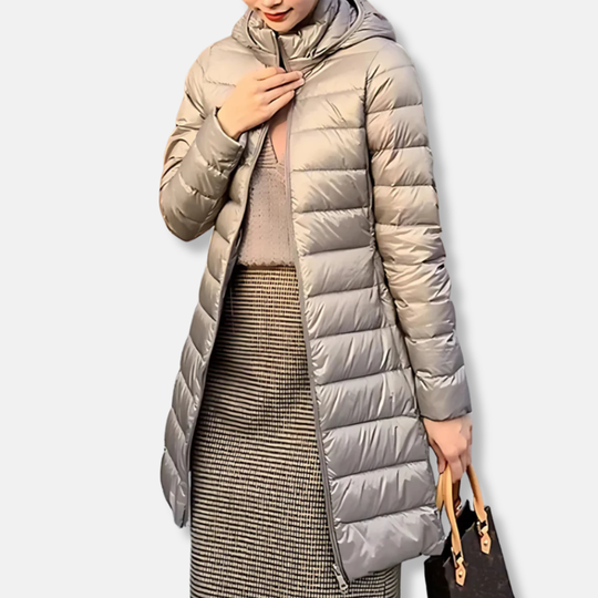 R&B | Pufferjacke gesteppt leicht schlanke Passform mittellang mit Kapuze